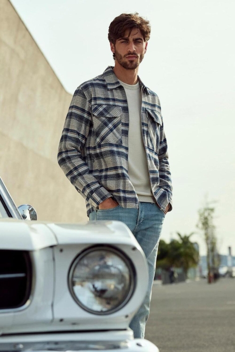Cast Iron long sleeve shirt mouline check br